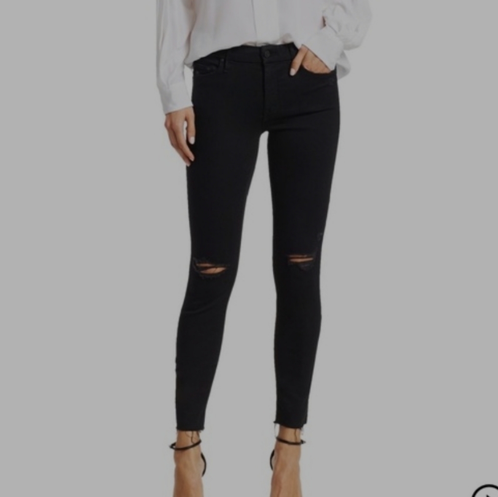 Mother ankle looker fray guilty as sin distressed jeans